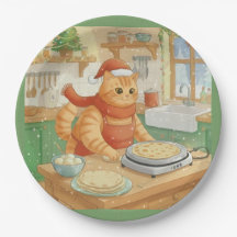 ノルウェーの猫がクリスマスのレフセを作っている、プレート