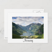 ノルウェーの白いカードでのGeirangerfjordビ縁どュー ポストカード (正面/裏面)