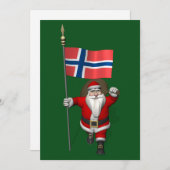 ノルウェーの看板のあるサンタクロース シーズンカード (正面/裏面)