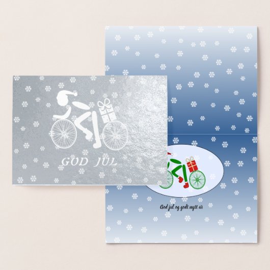 ノルウェーの神ジュルクリスマスサイクリストのホイルカード 箔カード (ディスプレー)