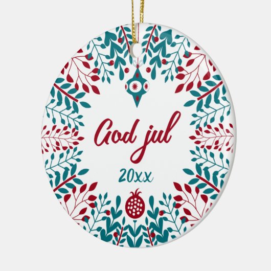 ノルウェーの聖降誕祭の挨拶 セラミックオーナメント (左)