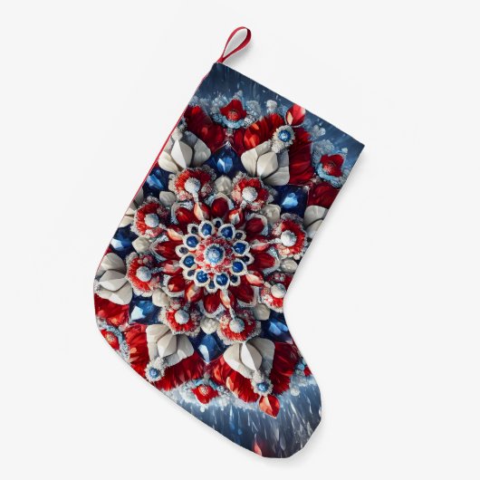 ノルウェーの色を使用したクリスマスストッキング スモールクリスマスストッキング (正面 (吊り時))