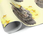 ノルウェーの長毛の森の猫がスター ラッピングペーパー (ロールコーナー)