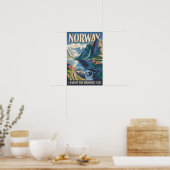 ノルウェーの風景イラスト 旅行アート ヴィンテージ ポスター (キッチン)