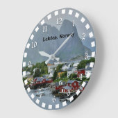 ノルウェーの風景写真 ラージ壁時計 (傾斜)