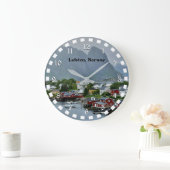ノルウェーの風景写真 ラージ壁時計 (ホーム)