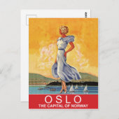 ノルウェーの首都オスロ、ヴィンテージ旅行 ポストカード (正面/裏面)