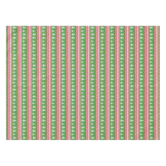 ノルウェーの高山紅と緑のクリスマスツリー テーブルクロス (正面(横))