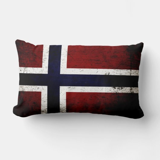 ノルウェーの黒くグランジな旗 ランバークッション (正面)