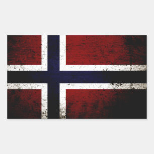 ノルウェーの黒くグランジな旗 長方形シール