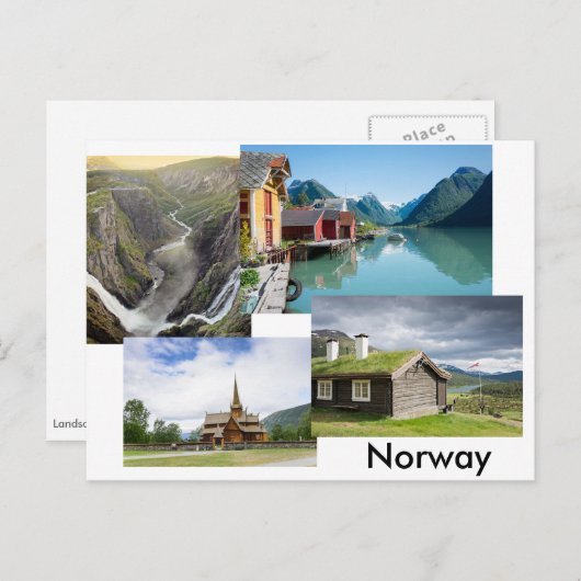 ノルウェーの4つの風景を持つポストカード ポストカード (正面/裏面)