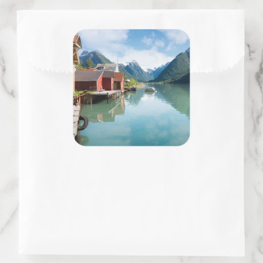 ノルウェーのFjaerlandsfjord fjord風景 スクエアシール (バッグ)