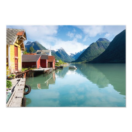 ノルウェーのFjaerlandsfjord fjord風景 フォトプリント (正面)