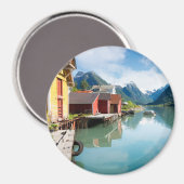 ノルウェーのFjaerlandsfjord fjord風景 マグネット (正面/裏面)