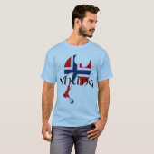 ノルウェーのNorseのNorgeノルウェーの旗の斧 Tシャツ (正面フル)