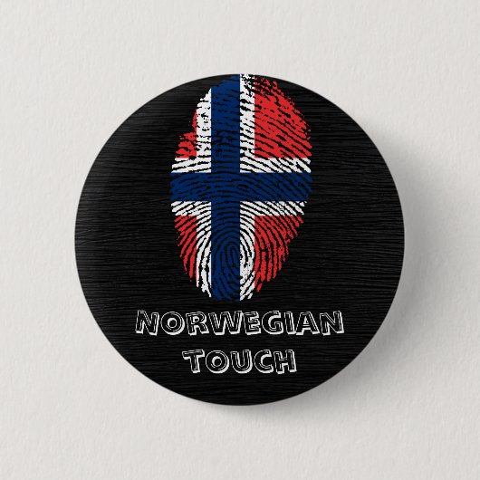 ノルウェーのtouchの指紋の旗 缶バッジ (正面)