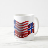 ノルウェーアメリカの振る旗 コーヒーマグカップ (正面右)