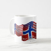 ノルウェーアメリカの振る旗 コーヒーマグカップ (正面左)