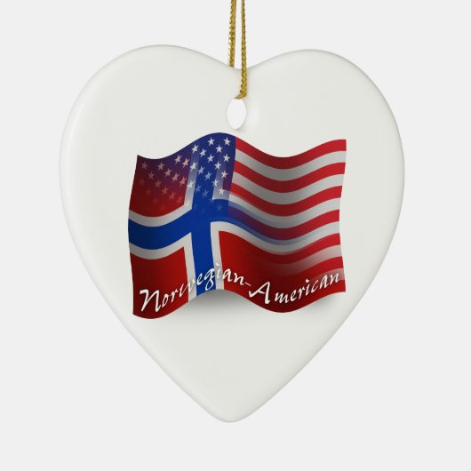 ノルウェーアメリカの振る旗 セラミックオーナメント (右)