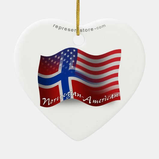 ノルウェーアメリカの振る旗 セラミックオーナメント (裏面)