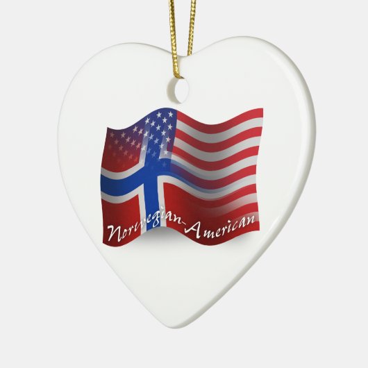 ノルウェーアメリカの振る旗 セラミックオーナメント (左)