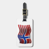 ノルウェーアメリカの振る旗 ラゲッジタグ (正面縦)