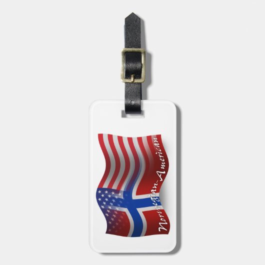 ノルウェーアメリカの振る旗 ラゲッジタグ (正面縦)