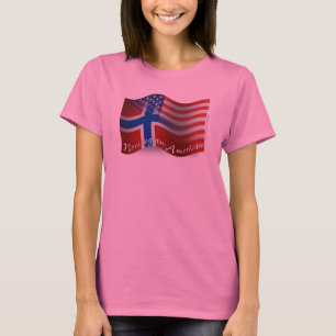 ノルウェーアメリカの振る旗 Tシャツ