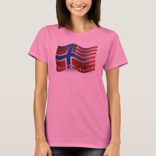 ノルウェーアメリカの振る旗 Tシャツ (正面)