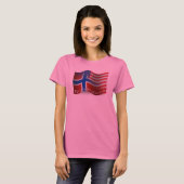 ノルウェーアメリカの振る旗 Tシャツ (正面フル)
