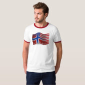 ノルウェーアメリカの振る旗 Tシャツ (正面フル)