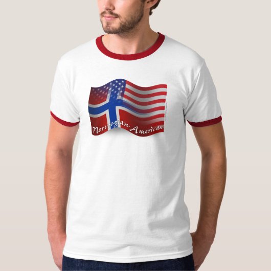 ノルウェーアメリカの振る旗 Tシャツ (正面)