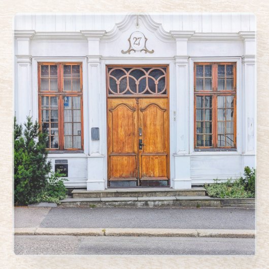 ノルウェーアールヌーボードア ガラスコースター (正面)