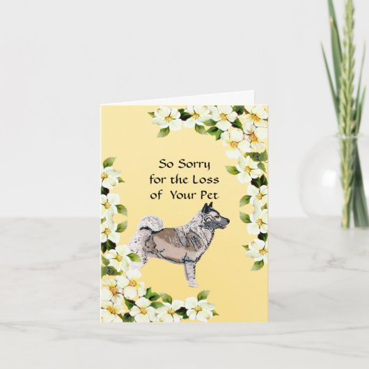 ノルウェーエルクハウンドとドッグウッド – 悔やみや弔慰 カード (正面)