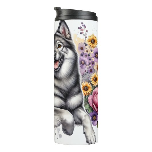 ノルウェーエルクハウンドの花の森 タンブラー (回転右)