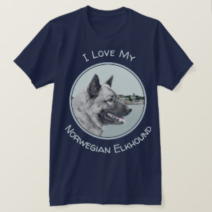 ノルウェーエルクハウンドアットヴィレ絵画ッジズ-ドッグアート Tシャツ