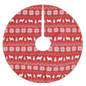 ノルウェーエルクハウンドシルエットのクリスマスパターン ブラッシュドポリエステルツリースカート (正面)