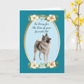 ノルウェーエルクハウンドティール（緑がかった色）フローラ悔やみや弔慰 – ペットロス カード (黄色い花)