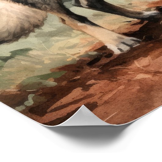 ノルウェーエルクハウンドドッグアートプリントポスター ポスター (角)