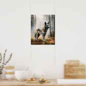 ノルウェーエルクハウンドドッグアートプリントポスター ポスター (キッチン)