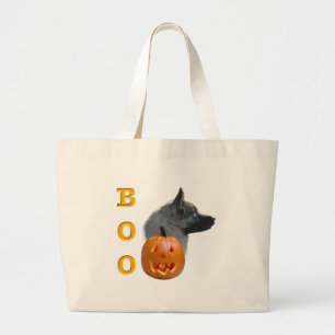 ノルウェーエルクハウンドハロウィーンブー ラージトートバッグ