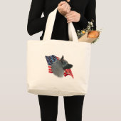 ノルウェーエルクハウンド国旗 ラージトートバッグ (正面(商品))