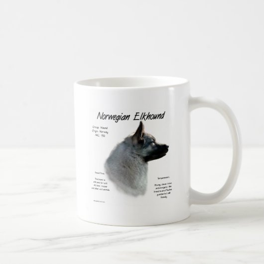 ノルウェーエルクハウンド履歴デザイン コーヒーマグカップ (右)