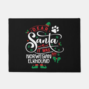 ノルウェーエルクハウンド犬クリスマスドッグ品種 ドアマット