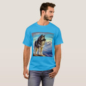 ノルウェーエルクハウンド犬 Tシャツ (正面フル)