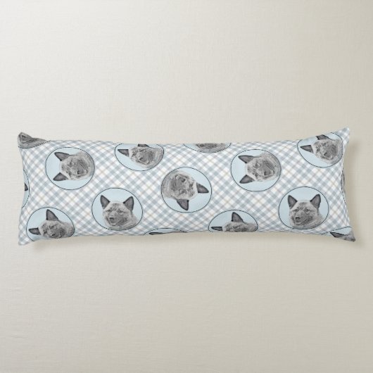 ノルウェーエルクハウンド絵を描の可愛いオリジナルドッグアート ボディピロー (裏面)