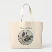 ノルウェーエルクハウンド絵を描アンドヴィレッジズドッグアート ラージトートバッグ (正面)