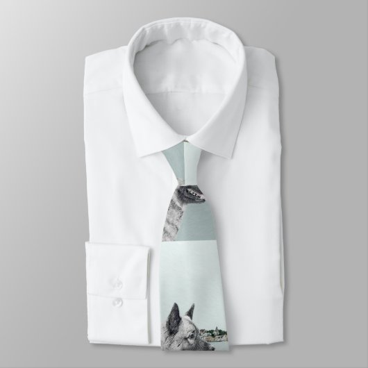 ノルウェーエルクハウンド絵画アットビレッジズドッグアート ネクタイ (タイ)