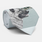 ノルウェーエルクハウンド絵画アットビレッジズドッグアート ネクタイ (ロール)