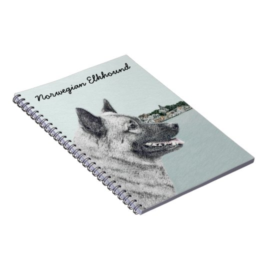 ノルウェーエルクハウンド絵画アットビレッジズドッグアート ノートブック (右側)